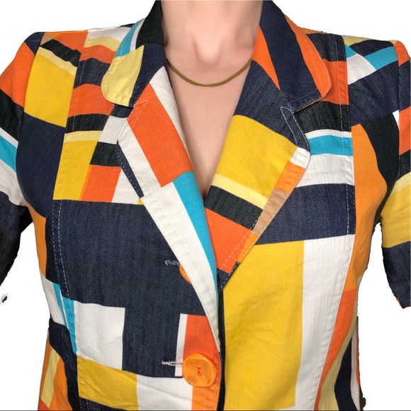 Geometric Print Blazer and Skirt Set Size M - Picture 3 of 14
